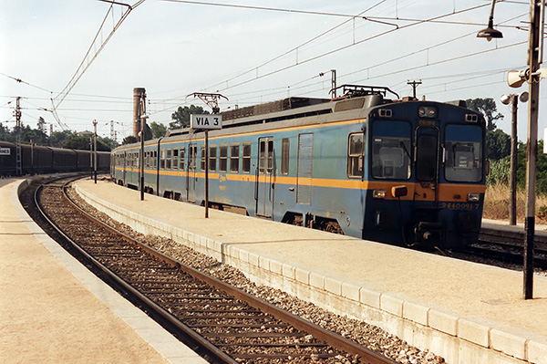 Class 4440 EMU arriving at Blanes Railway Station in Spain