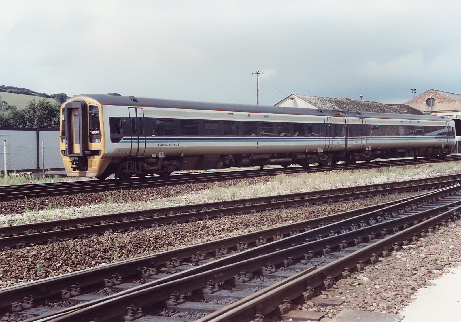 Class 158 Express Sprinter 158830 arriving at Exeter St Davids Station.